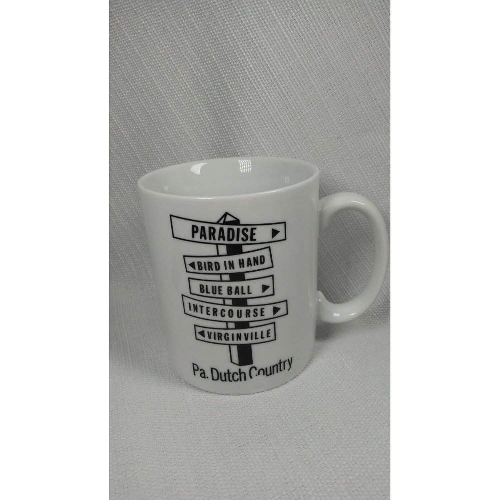 Vtg Humor Sex PA Dutch Country Coffee Mug Signs